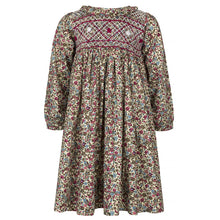 Load image into Gallery viewer, " WINTER BLOOMS" TRADITIONAL FLORAL HAND-SMOCKED DRESS. LIMITED - NEW ARRIVAL

