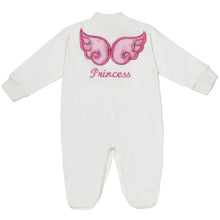 Load image into Gallery viewer, BABY GIRLS " ANGEL WINGS " BABYGROW, HAT, MITTENS &amp; SHOES GIFT SET. HANDMADE. LIMITED
