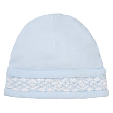 Load image into Gallery viewer, PACK OF 2 BABY BOYS BLUE@WHITE HAND-SMOCKED HATS
