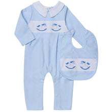 Load image into Gallery viewer, BLUE PIMA COTTON " ROCKING HORSE" BABYGROW@BIB SET
