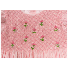 Load image into Gallery viewer, " TEA ROSE" TRADITIONAL HAND-SMOCKED EMBROIDERED DRESS. LIMITED

