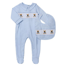Load image into Gallery viewer, BLUE PIMA COTTON " BELOVED BEAR" BABYGROW@BIB SET
