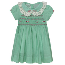 Load image into Gallery viewer, " MIRROR MIRROR" MINT HAND-SMOCKED TRADITIONAL DRESS. LIMITED

