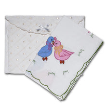 Load image into Gallery viewer, " LOVEBIRD " EMBROIDERED PURE COTTON BABY SHEET &amp; PILLOWCASE &amp; GIFT BAG
