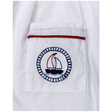 Load image into Gallery viewer, MARINER HAND-EMBROIDERED WHITE COTTON SHORTIE.
