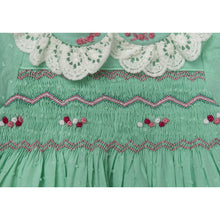 Load image into Gallery viewer, " MIRROR MIRROR" MINT HAND-SMOCKED TRADITIONAL DRESS. LIMITED

