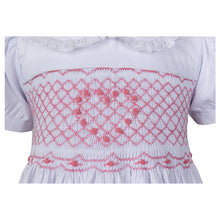 Load image into Gallery viewer, WHITE TRADITIONAL " HEART OF MINE " HAND-SMOCKED DRESS. LIMITED - NEW ARRIVAL
