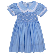 Load image into Gallery viewer, " BABY BLUE EYE " TRADITIONAL HAND-SMOCKED DRESS. LIMITED! - NEW ARRIVAL
