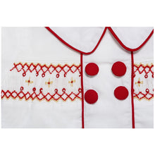Load image into Gallery viewer, BOYS RED &amp; WHITE "GEORGE" HAND SMOCKED BUSTER SUIT
