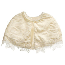 Load image into Gallery viewer, " POWDER PUFF" TEXTURED FUR CREAM LACE ADORNED LUXURIOUS CAPE
