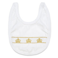 Load image into Gallery viewer, "ROYAL CROWN" BABY WHITE VELOUR 4 PIECE SMOCKED SET
