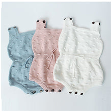 Load image into Gallery viewer, PACK OF 3 BLUE, DUSKY PINK&amp; WHITE COTTON KNIT ROMPERS
