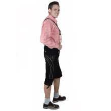 Load image into Gallery viewer, Men's traditional trousers made of fine cowhide leather, black
