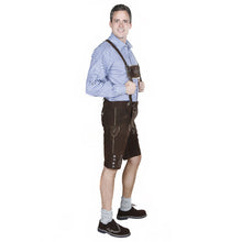 Load image into Gallery viewer, Men's Trachten Lederhose short made of fine cowhide leather, dark brown

