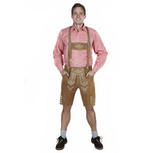 Load image into Gallery viewer, Men's Trachten Lederhose short made of fine cowhide leather, light brown
