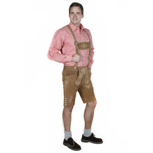 Load image into Gallery viewer, Men's Trachten Lederhose short made of fine cowhide leather, light brown
