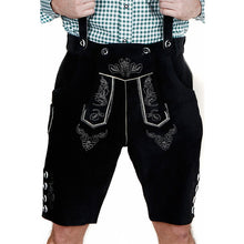 Load image into Gallery viewer, Men's Trachten Lederhose short made of fine cowhide leather, black
