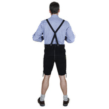 Load image into Gallery viewer, Men's Trachten Lederhose short made of fine cowhide leather, black
