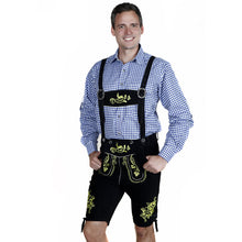 Load image into Gallery viewer, Men's Trachten Lederhose short made of fine cowhide leather, black

