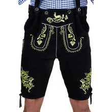 Load image into Gallery viewer, Men's Trachten Lederhose short made of fine cowhide leather, black
