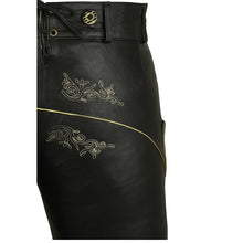 Load image into Gallery viewer, Ladies' costumes Kniebund leather pants made of fine nappa with embroidery, black
