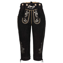 Load image into Gallery viewer, Noble ladies knee and traditional trousers with beautiful traditional embroidery 100% suede, black

