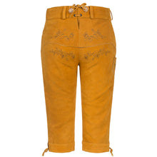 Load image into Gallery viewer, Ladies Leather Pants Golden Yellow Knee made of fine cowhide leather
