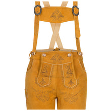 Load image into Gallery viewer, Ladies Leather Pants Golden Yellow Knee made of fine cowhide leather
