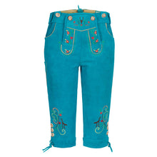 Load image into Gallery viewer, Ladies leather pants sky blue knee breeches made of fine cowhide leather
