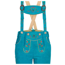 Load image into Gallery viewer, Ladies leather pants sky blue knee breeches made of fine cowhide leather
