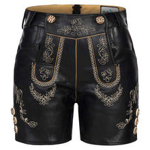 Load image into Gallery viewer, Exquisite ladies leather pants short, with great embroidery
