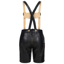 Load image into Gallery viewer, Noble ladies leather pants short with elaborate red embroidery Traditional costumes, black
