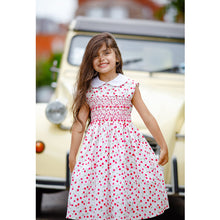 Load image into Gallery viewer, "CHERRY" HAND-SMOCKED SLEEVELESS COTTON DRESS.LIMITED!
