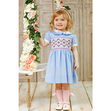 Load image into Gallery viewer, " MADEMOISELLE" BLUE TRADITIONAL HAND-SMOCKED DRESS. LIMITED

