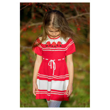 Load image into Gallery viewer, RED COTTON KNIT FLOWER EMBROIDERED "KARMEN" DRESS
