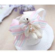 Load image into Gallery viewer, TWO GROSGRAIN RIBBON CUTE TEDDY HAIRCLIP &amp; GIFT BAG
