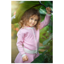Load image into Gallery viewer, COTTON KNITTED HOUNDSTOOTH PATTERN SKIRT @ CARDIGAN SET
