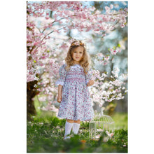 Load image into Gallery viewer, " BLOSSOM" HAND SMOCKED FLORAL PRINTED 3/4 SLEEVES DRESS
