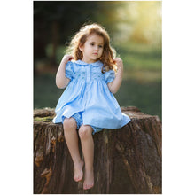 Load image into Gallery viewer, BLUE TRADITIONAL "IRIS" HAND-SMOCKED PYJAMAS SET
