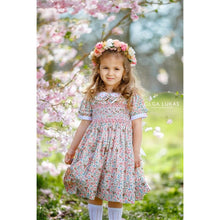 Load image into Gallery viewer, FLORAL HAND-SMOCKED " BOUQUET" COTTON DRESS. LIMITED

