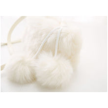 Load image into Gallery viewer, TWO ADORABLE SYNTHETIC FUR IVORY &amp; HONEY COLOURS POM-POM SHOULDER BAG.
