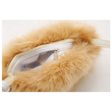 Load image into Gallery viewer, TWO ADORABLE SYNTHETIC FUR IVORY &amp; HONEY COLOURS POM-POM SHOULDER BAG.
