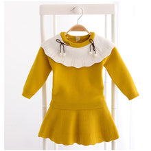 Load image into Gallery viewer, " TINA " ANGORA/WOOL BLEND MUSTARD/YELLOW KNITTED CARDIGAN @ SKIRT SET
