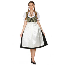 Load image into Gallery viewer, Velvety 3-piece Dirndl with apron and blouse costume with exciting floral embroidery
