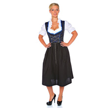 Load image into Gallery viewer, Black 3 pcs. Dirndl with blue paisley pattern
