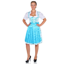Load image into Gallery viewer, Blue-blooded 3-piece KaroDirndl with apron and blouse

