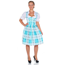 Load image into Gallery viewer, Blue-blooded 3-piece KaroDirndl with apron and blouse
