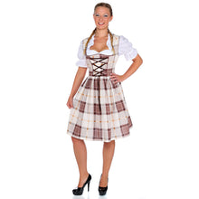 Load image into Gallery viewer, Exquisite 3-piece. Mocha dirndl with apron and blouse
