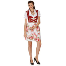 Load image into Gallery viewer, 3tlg. Dirndl Midi 60cm red with apron and blouse
