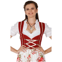 Load image into Gallery viewer, 3tlg. Dirndl Midi 60cm red with apron and blouse
